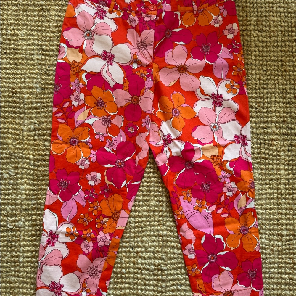 Talbots Vibrant Floral Pants in Red and Pink